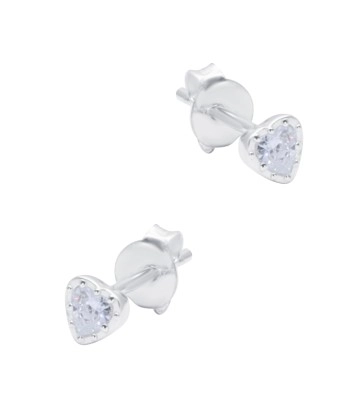 Heart Shaped CZ Silver Stud Earring STS-6661
